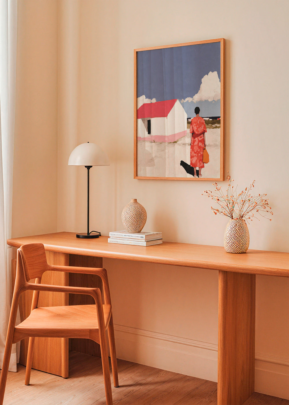 Cuadro de paisaje con figura y casita roja – Product2