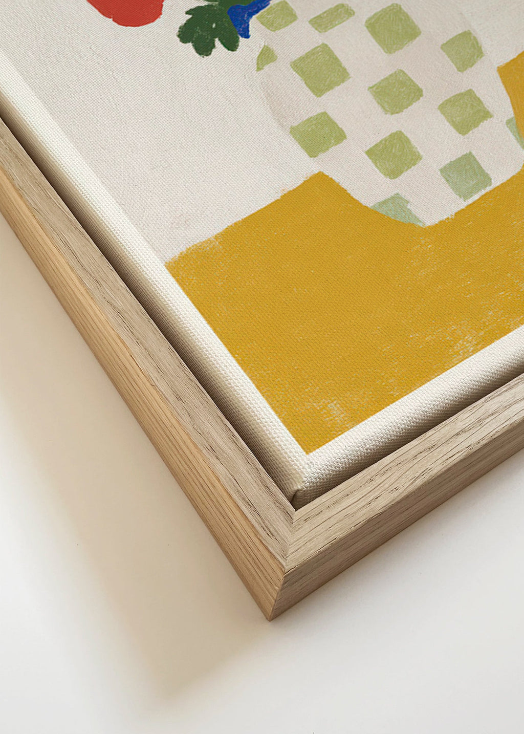 Lámina botánica: jarrón a cuadros con amapolas – Canvas detail