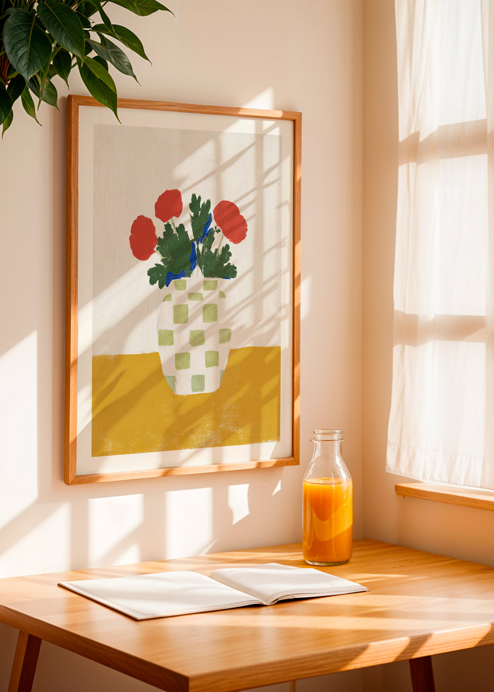 Lámina botánica: jarrón a cuadros con amapolas – Product3