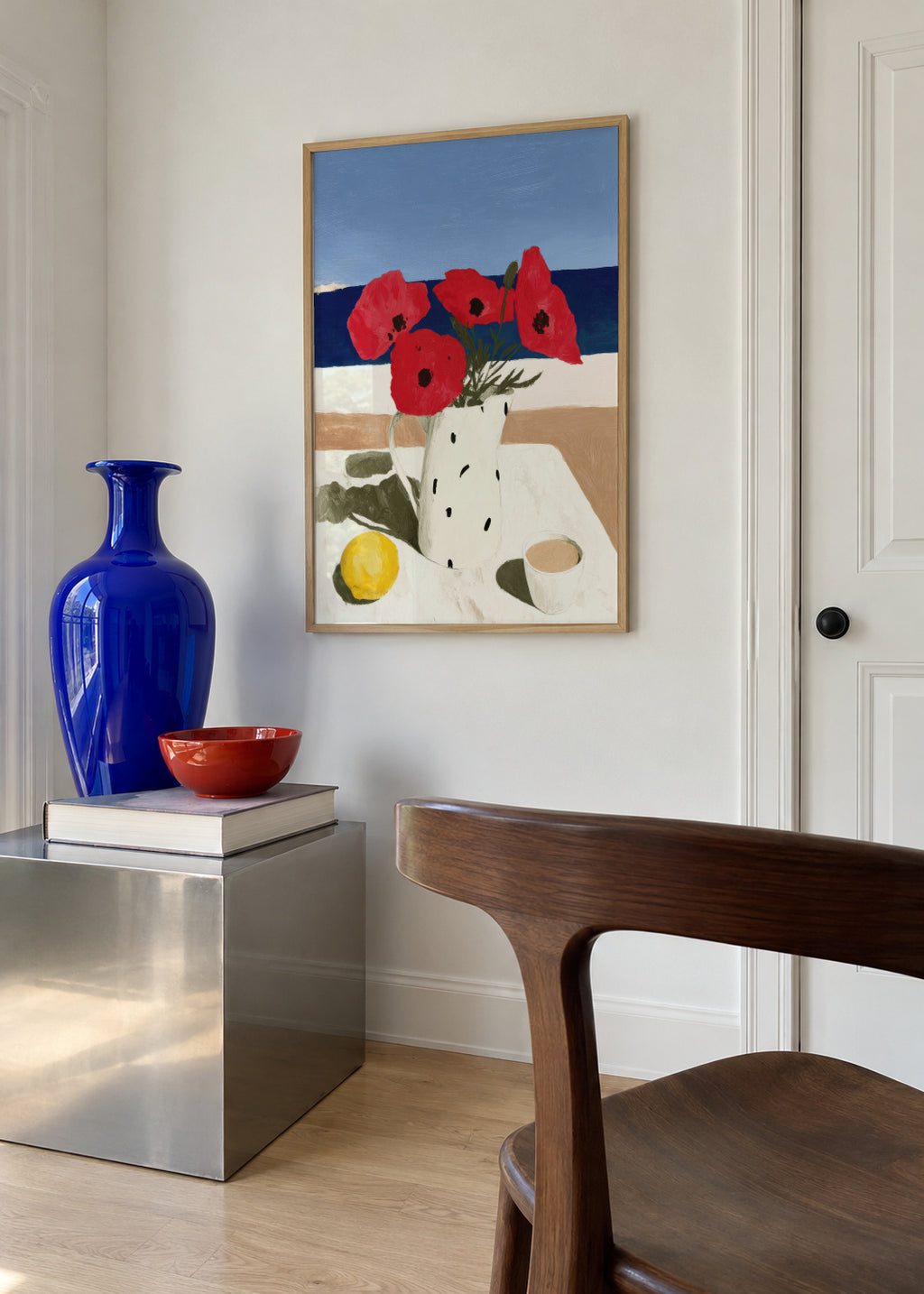 Poppies by the Sea - Framed poster in an interior