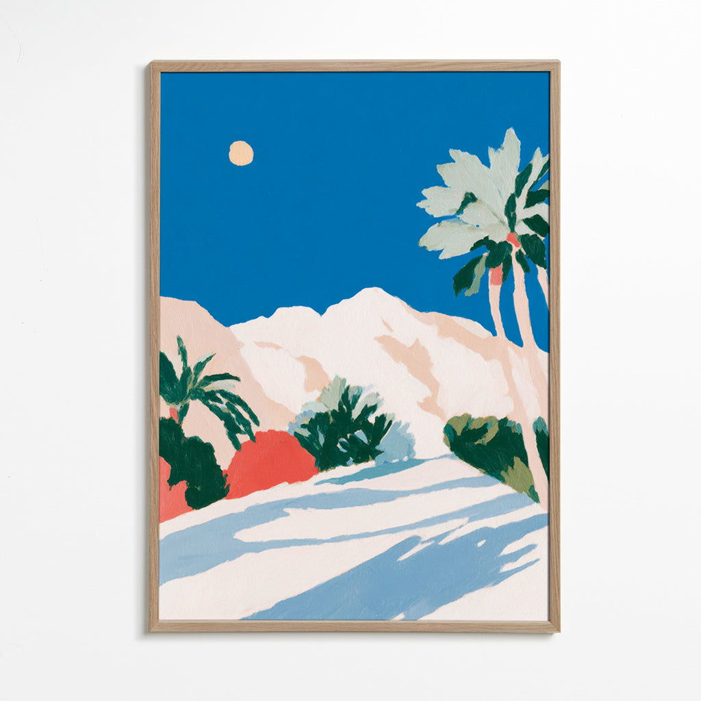 Lámina botánica con palmeras y montaña – Oak Frame