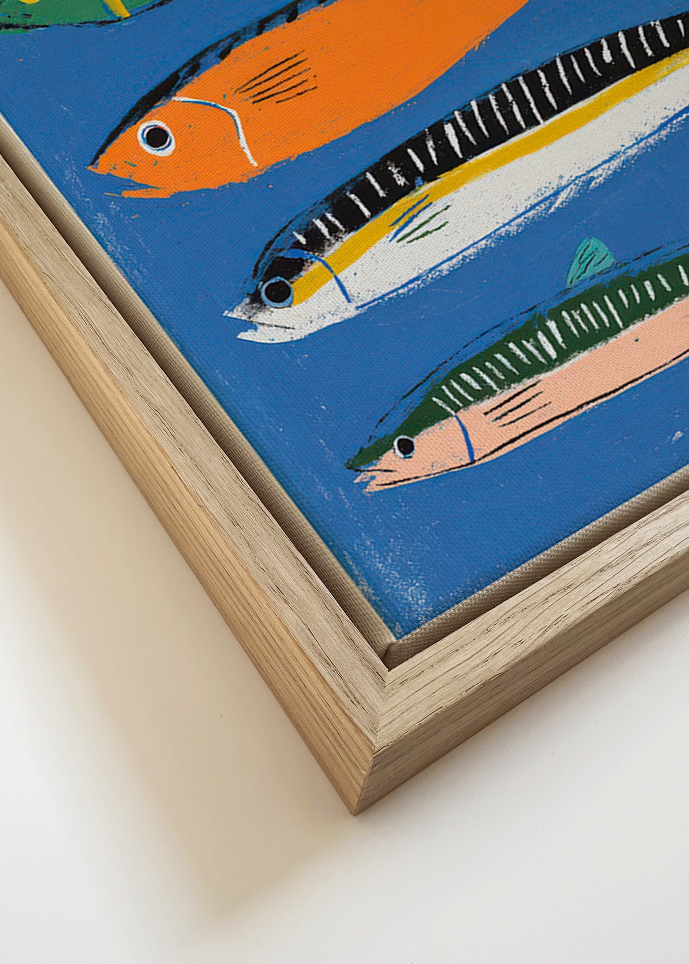 Cuadro de cocina con sardinas ilustradas – Canvas detail