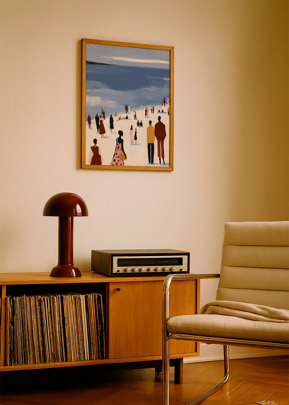 Cuadro de paisaje: playa con figuras estilizadas – Product2