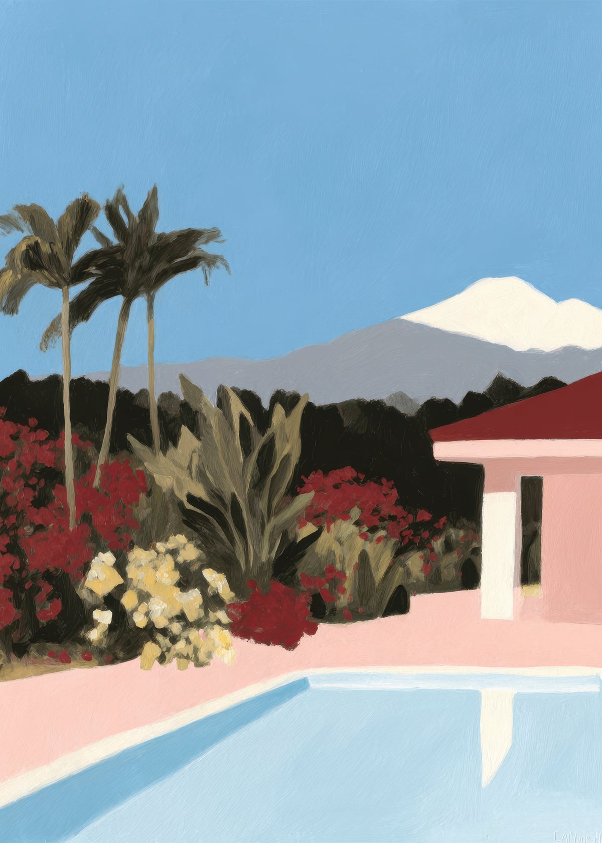 Pink Garden Pool - Unframed art print
