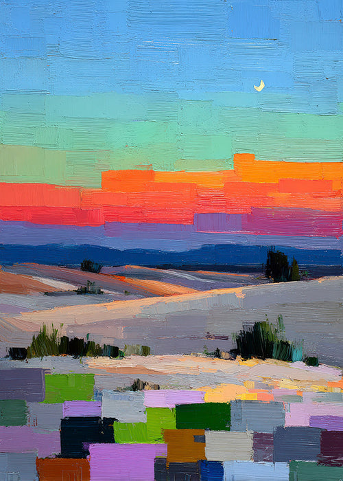 Colorfield Landschaft mit Mond