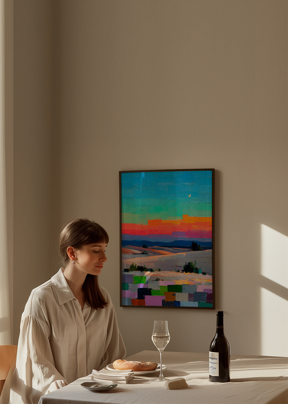 Colorfield Landschaft mit Mond