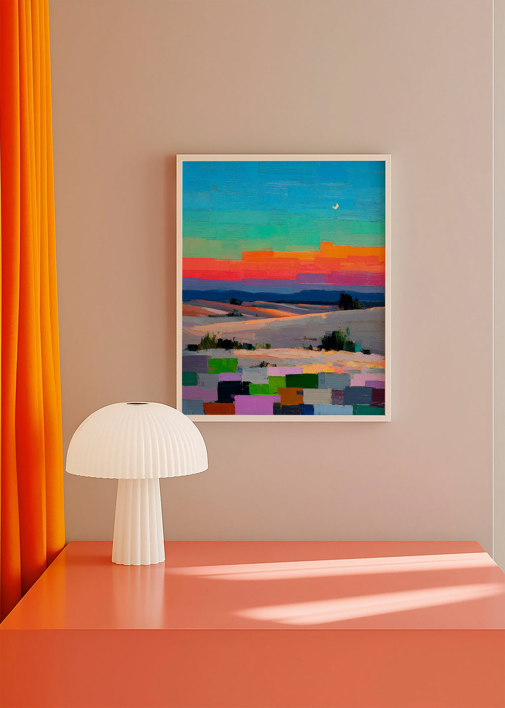 Colorfield Landschaft mit Mond