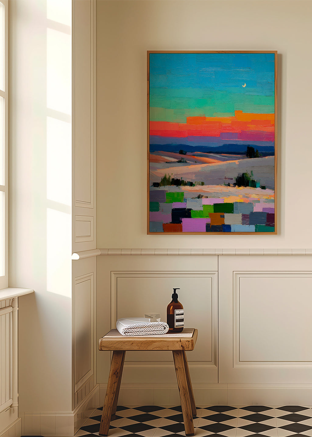Colorfield Landschaft mit Mond
