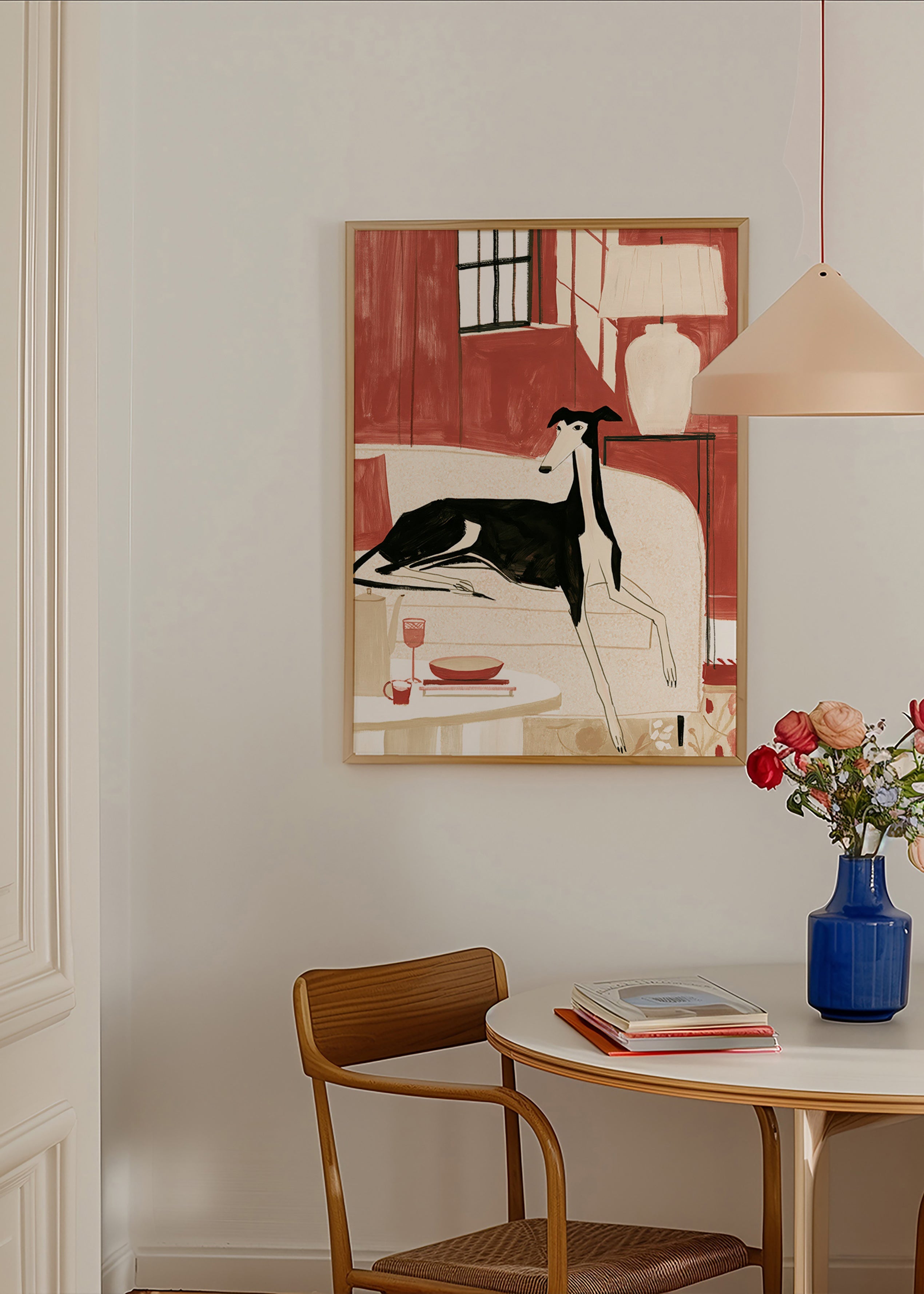 Galgo-Illustration auf Sofa