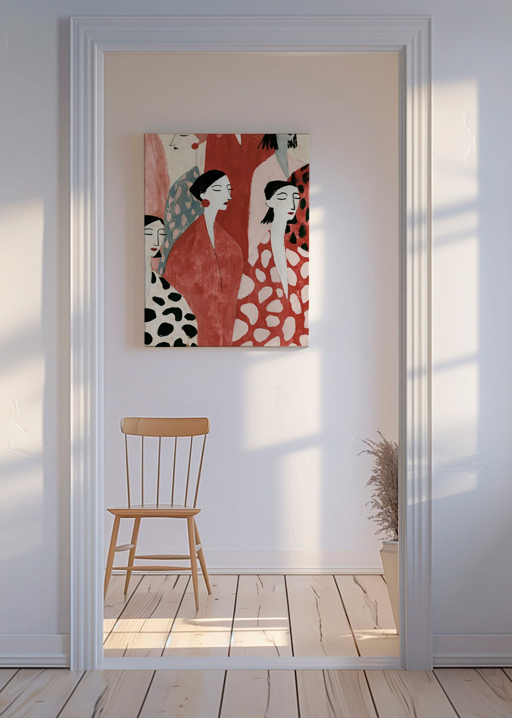 Illustration weiblicher Figuren in Rot