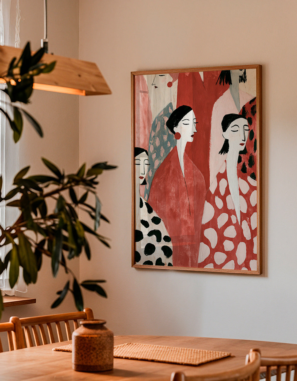 Illustration weiblicher Figuren in Rot