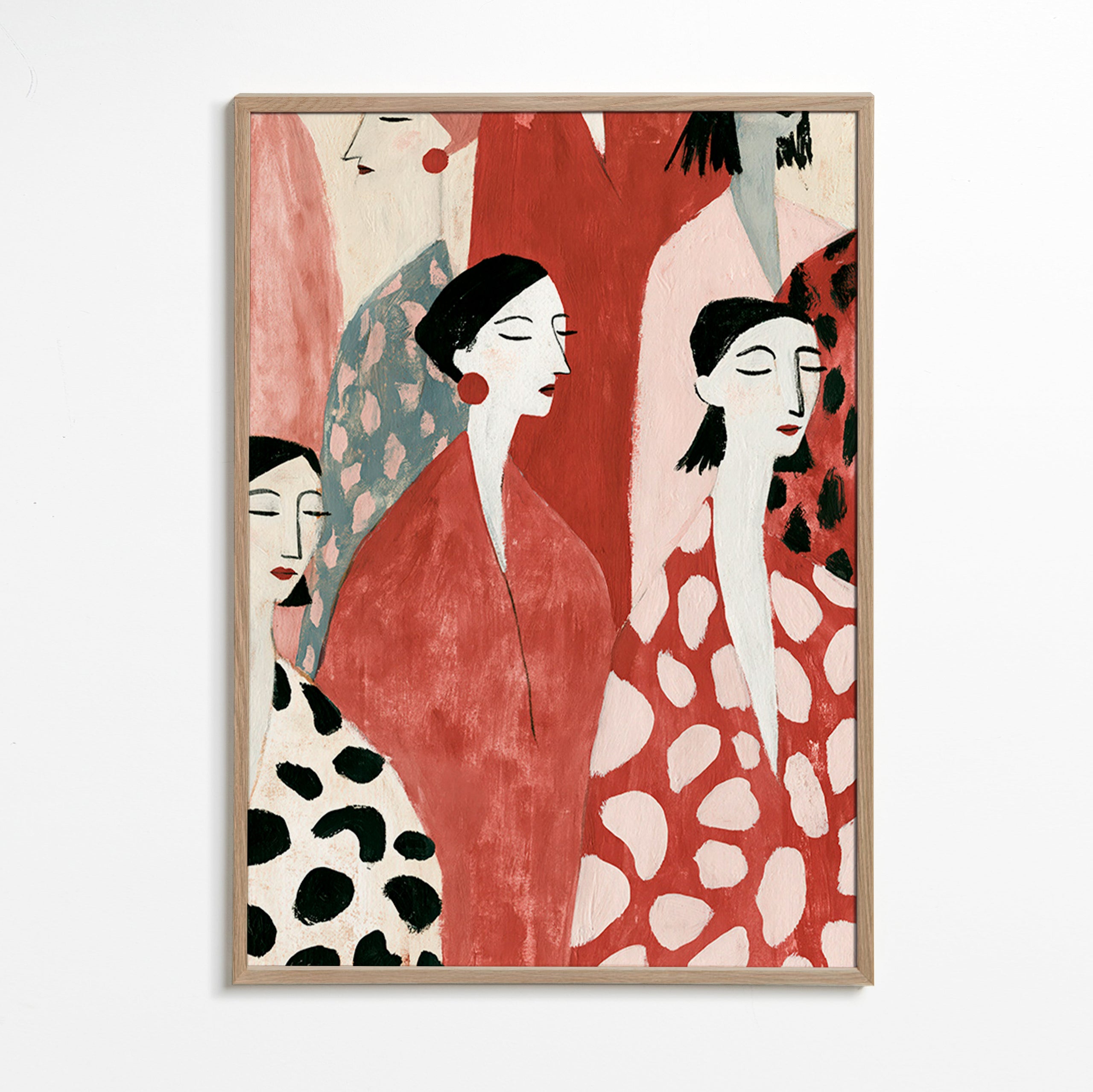 Illustration weiblicher Figuren in Rot