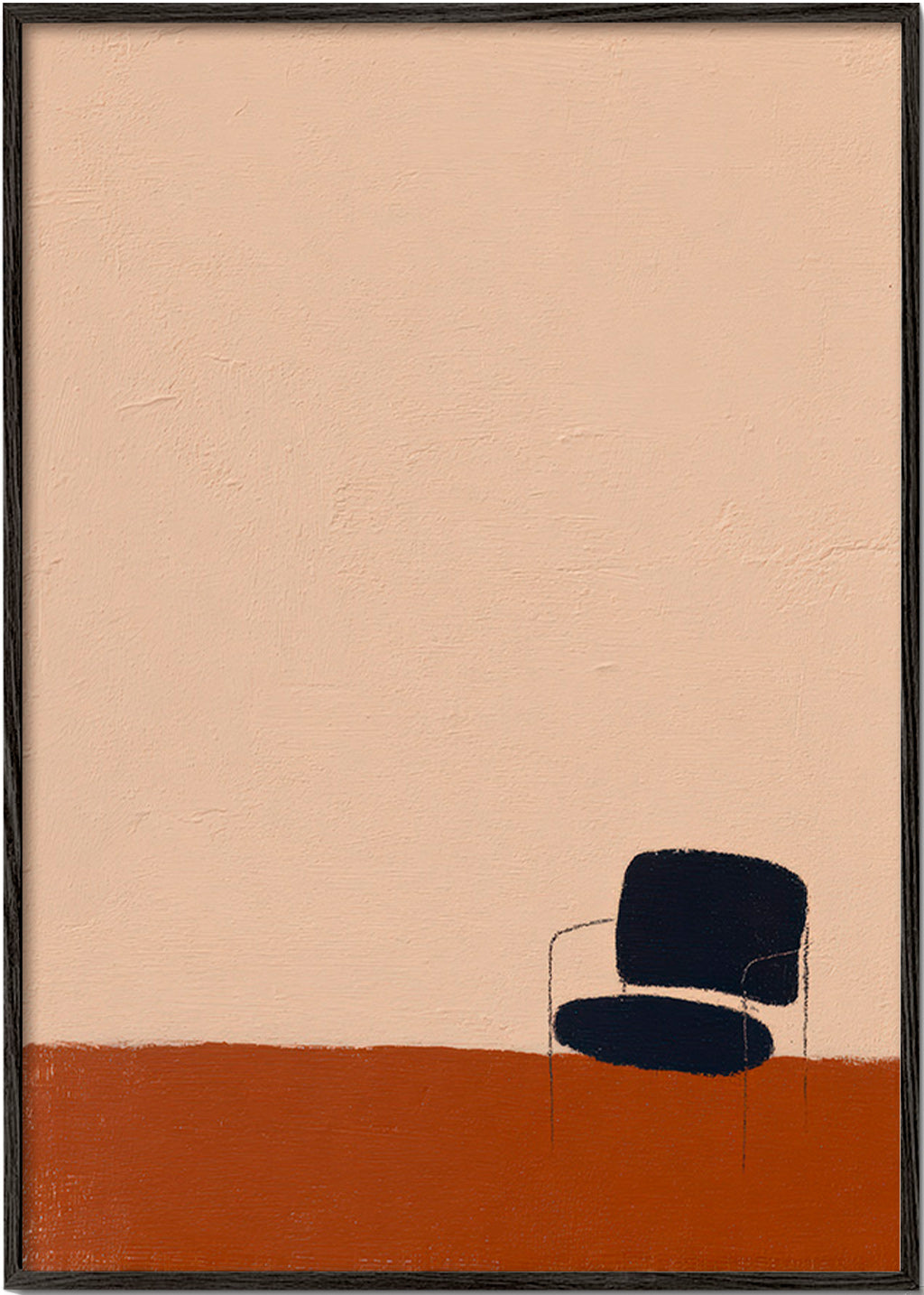 Minimalistisches Bild: Stuhl auf ockerfarbenem Boden