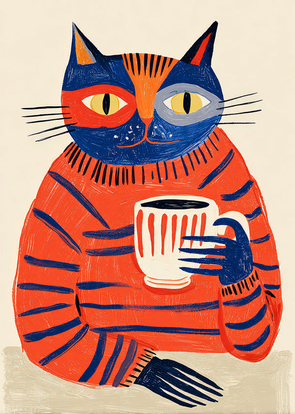 Küchenkunst: Katze mit Kaffee