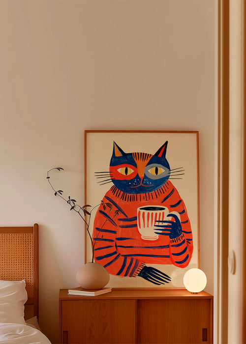 Küchenkunst: Katze mit Kaffee