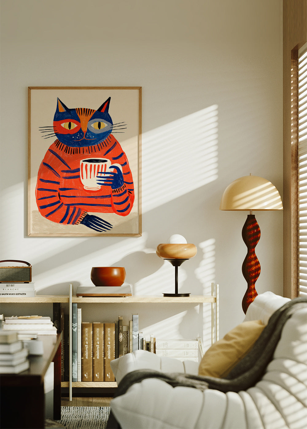 Küchenkunst: Katze mit Kaffee