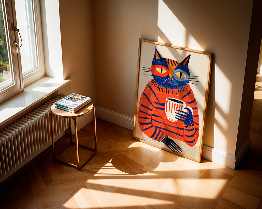 Küchenkunst: Katze mit Kaffee