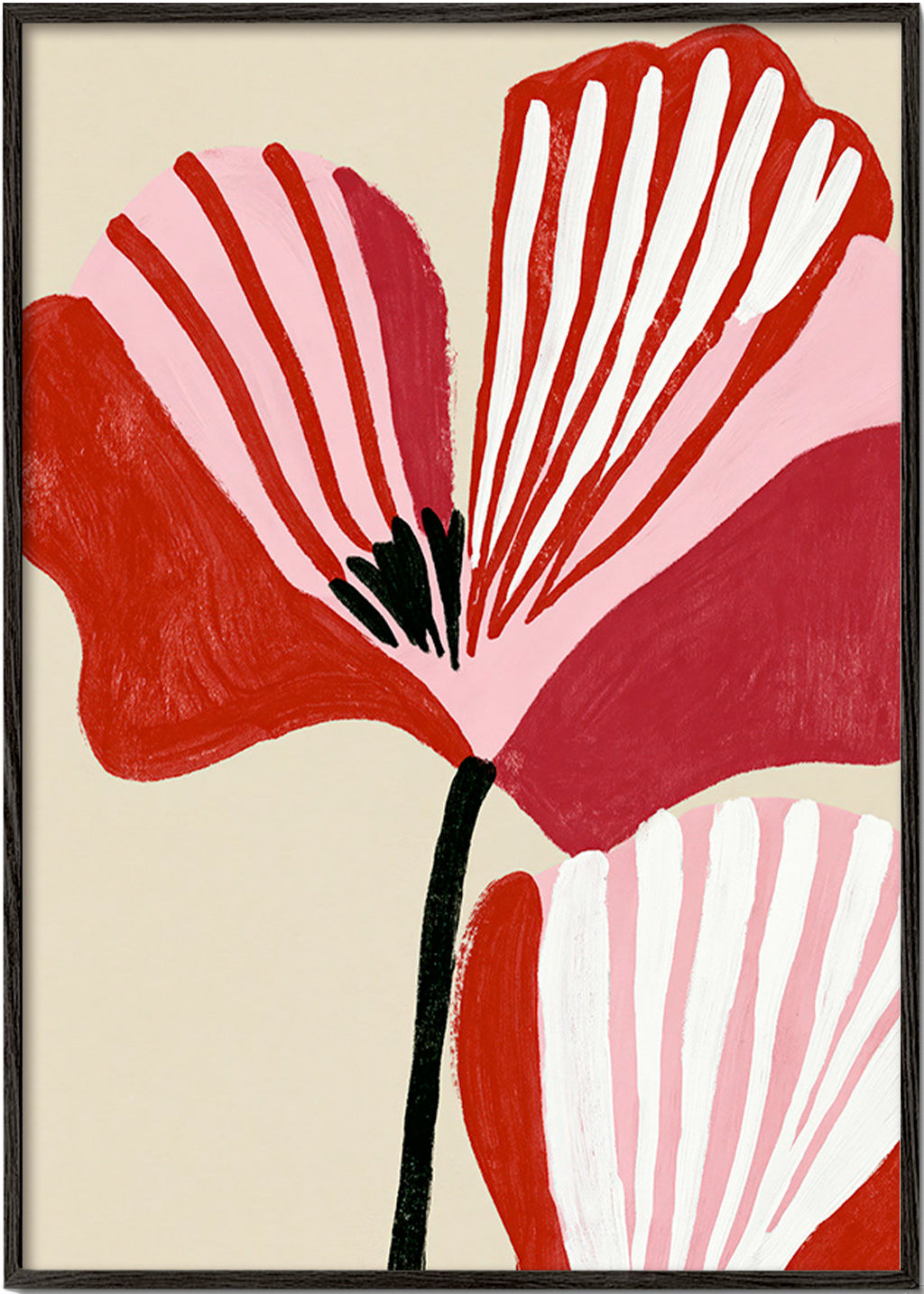 Botanischer Druck Twin Petals in Rosa und Rot