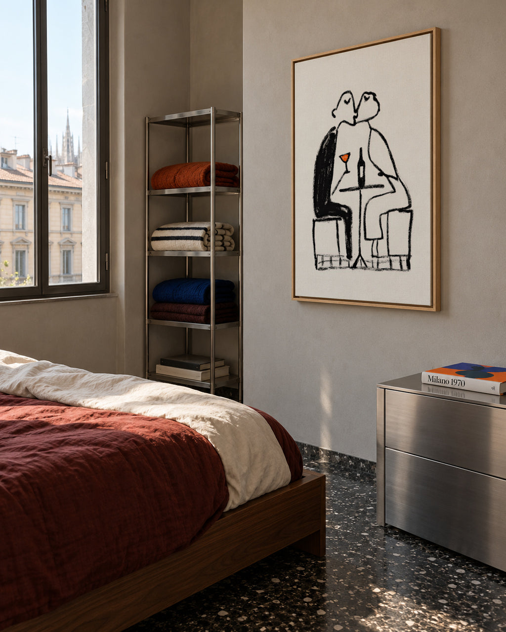 Wine for Two - Framed canvas in an interior