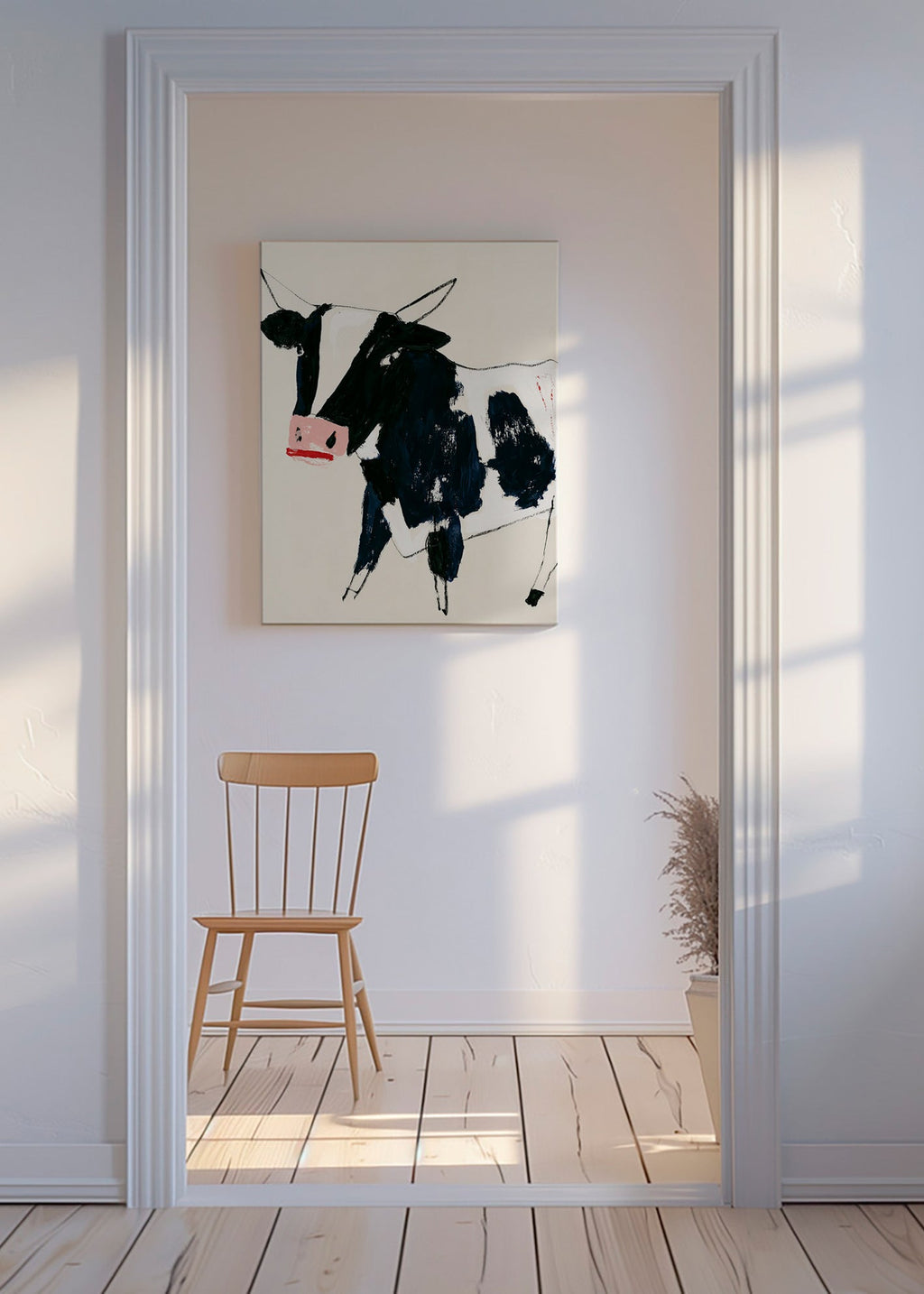 Kunstwerk Kuh mit verspielten Pinselstrichen
