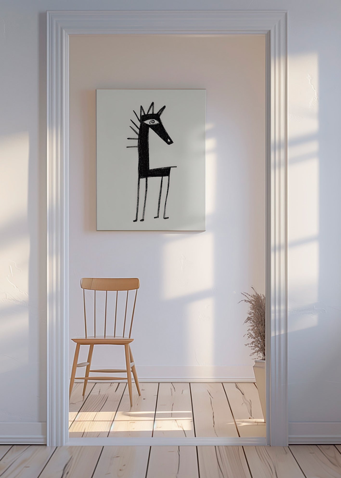 Kunstwerk kleine Kreatur in Linien