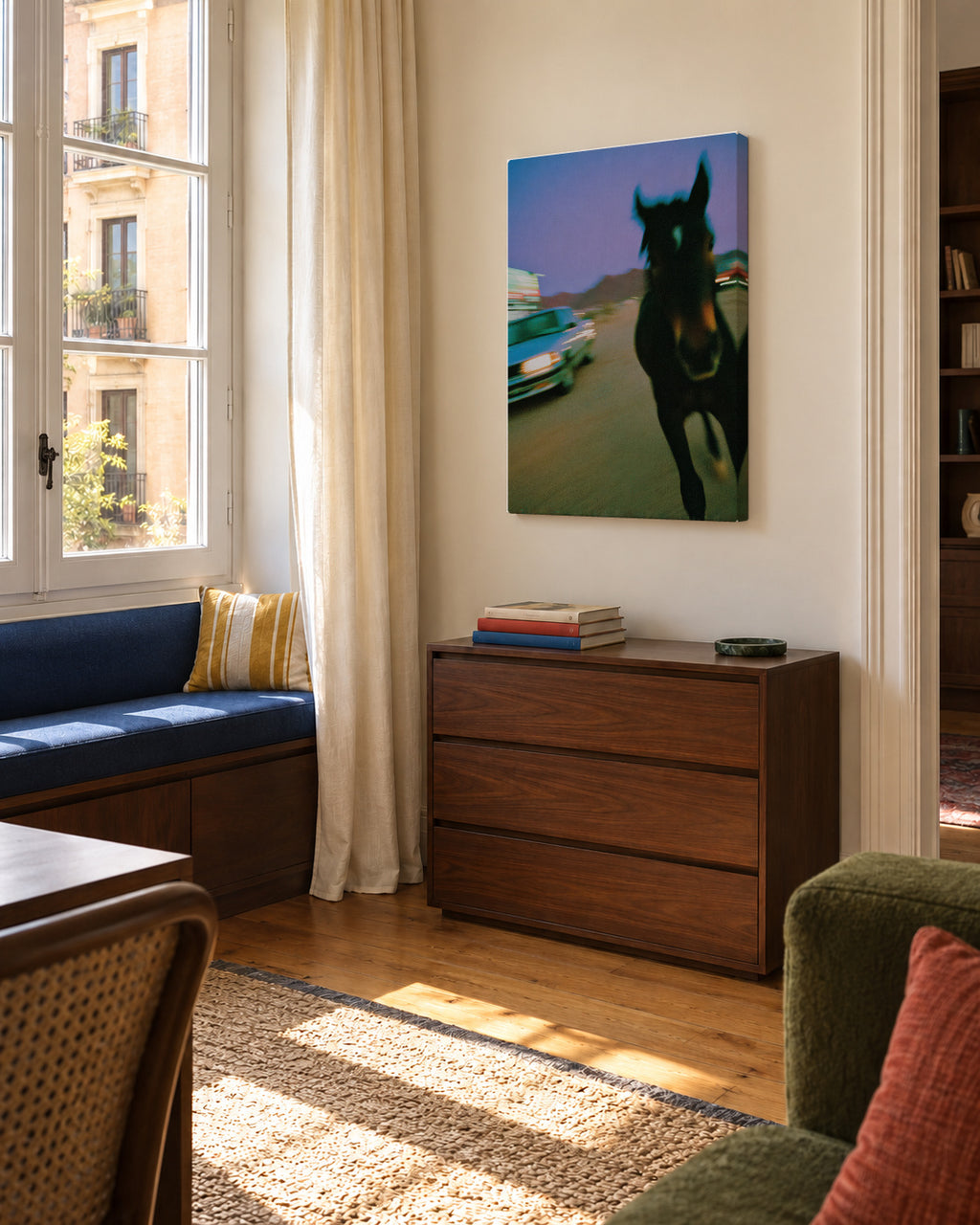 Night Rider - Unframed canvas in an interior