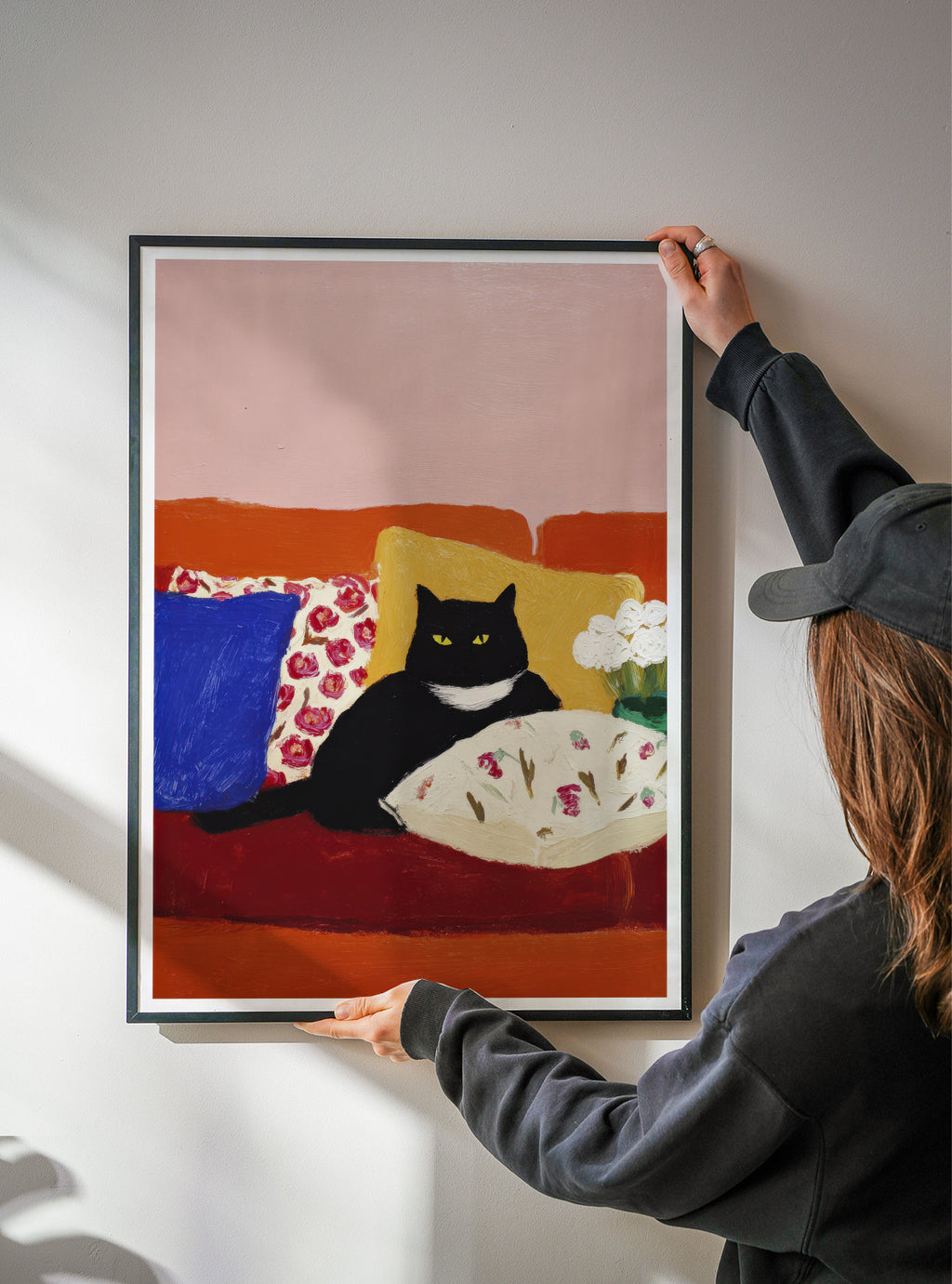Black Cat Morning - Framed poster detail