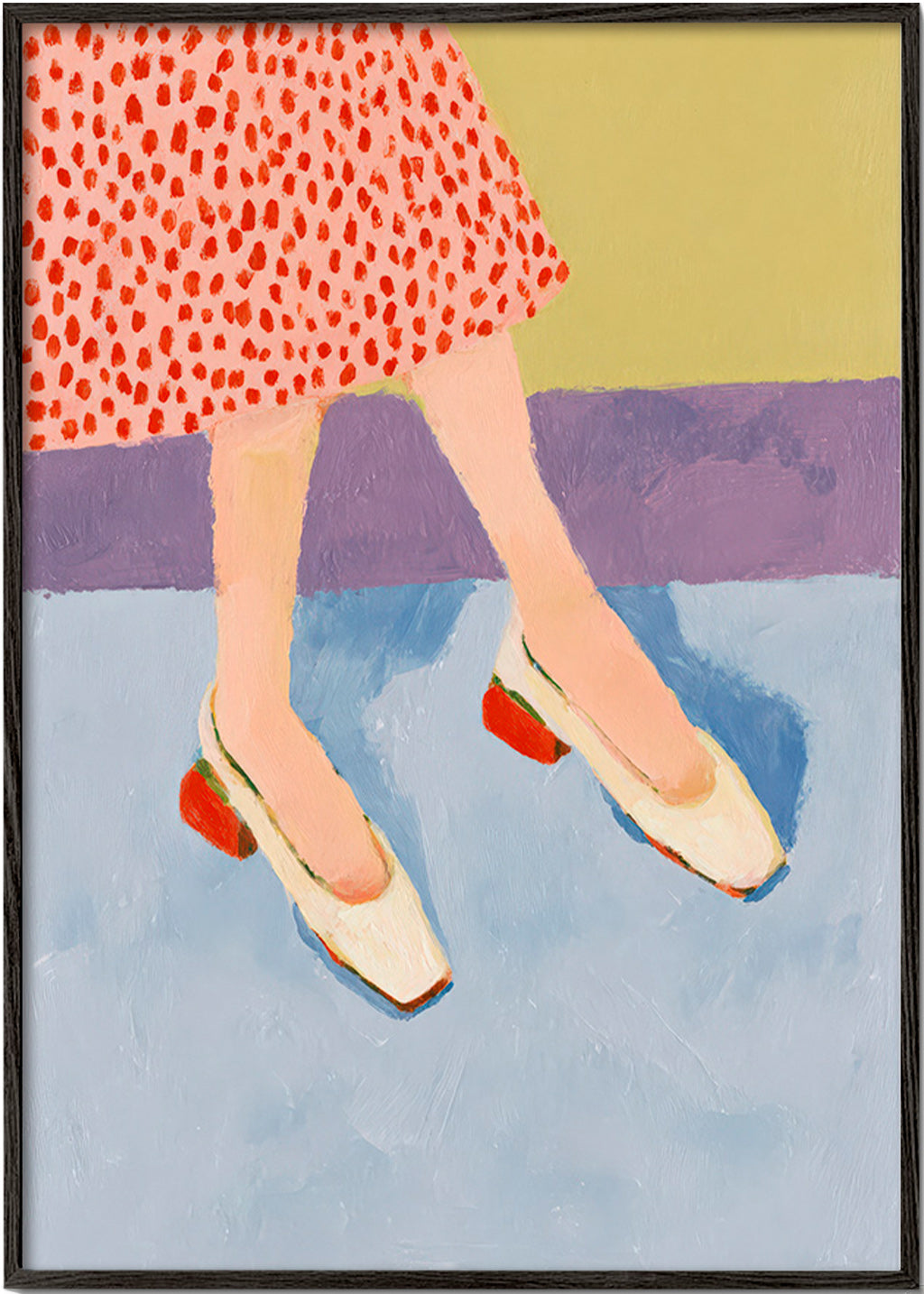 Illustration rote Schuhe mit gemustertem Rock
