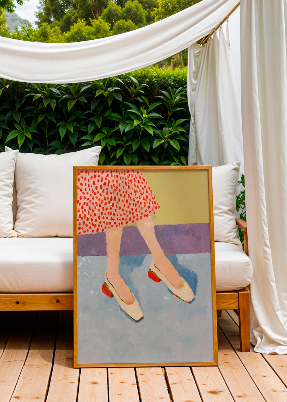 Illustration rote Schuhe mit gemustertem Rock