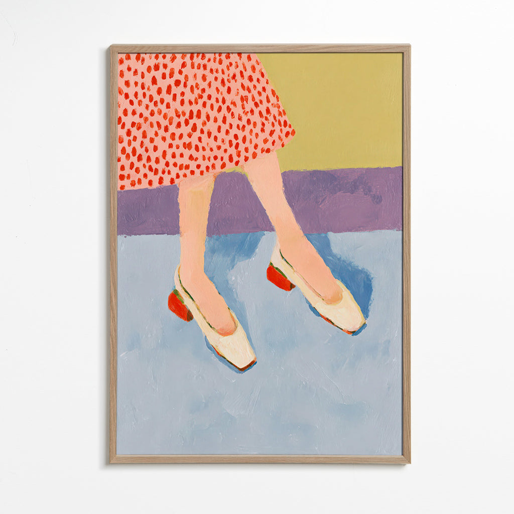 Illustration rote Schuhe mit gemustertem Rock