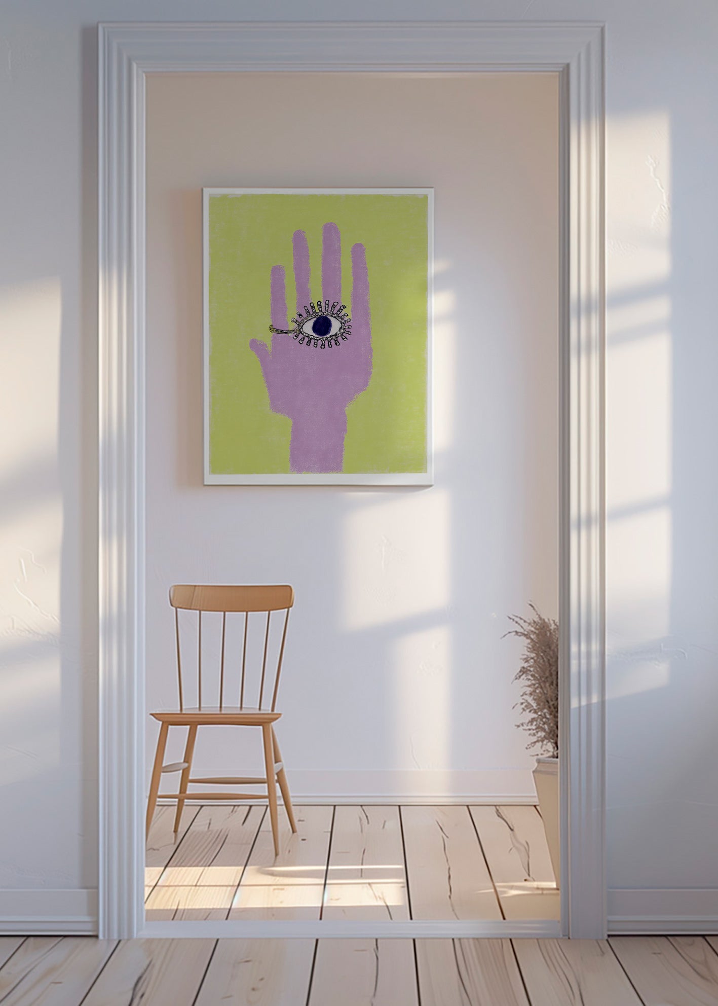 Illustration Hand mit Auge in der Handfläche