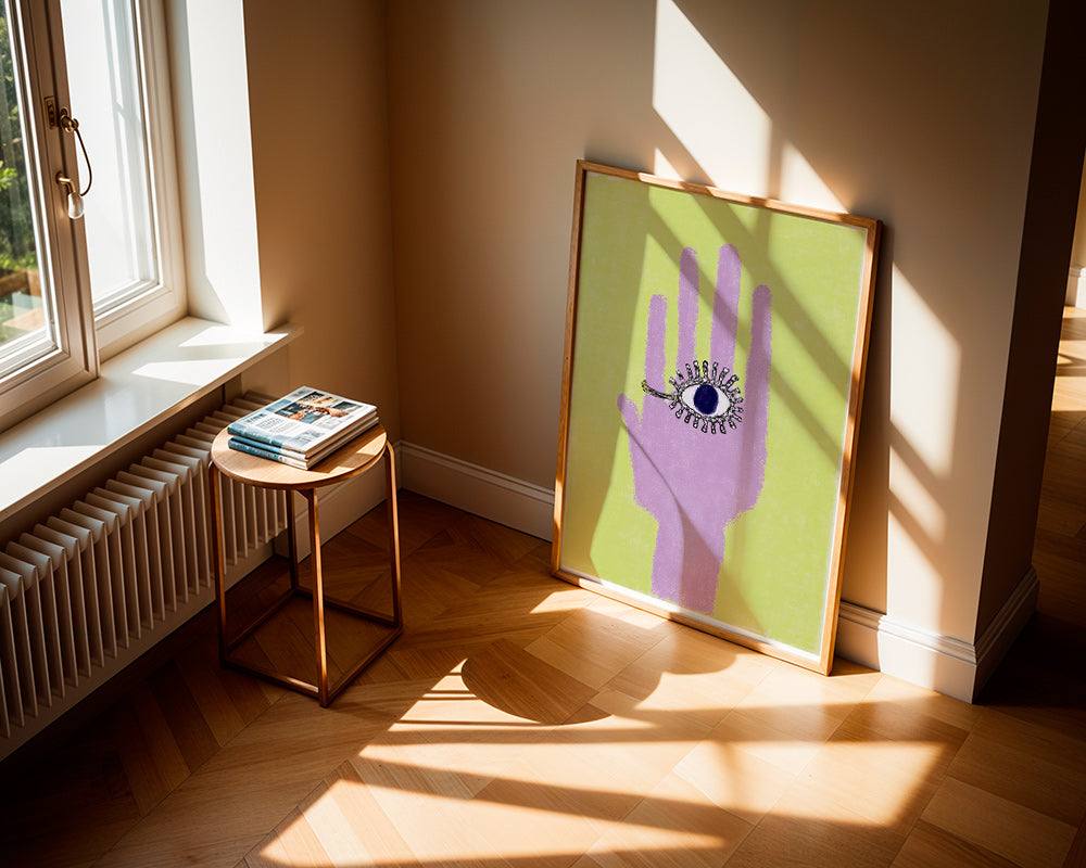 Illustration Hand mit Auge in der Handfläche