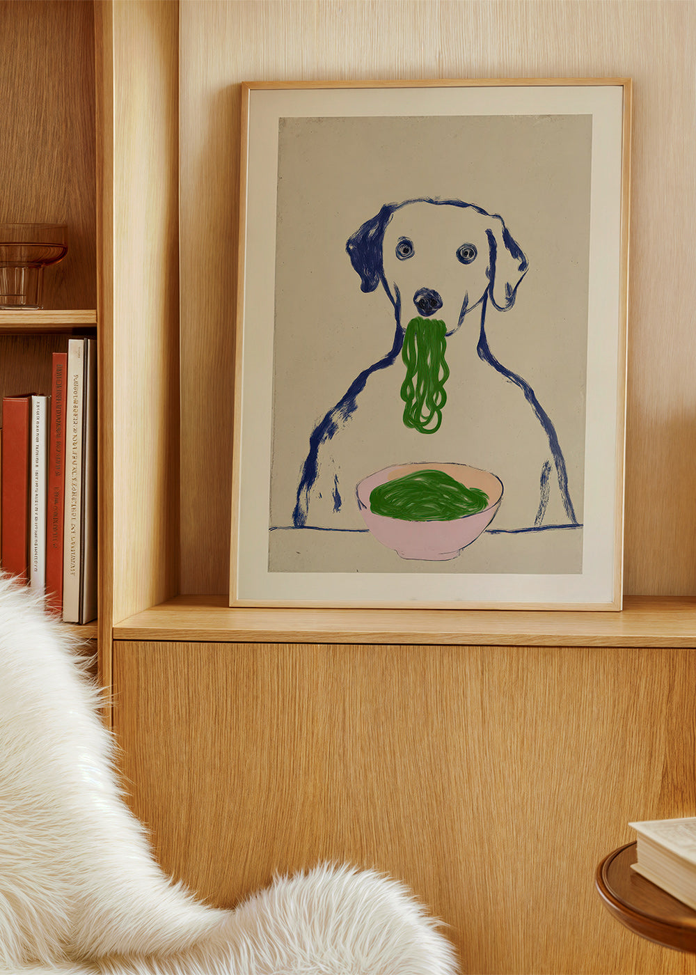 Küchenkunst: Hund mit Nudeln