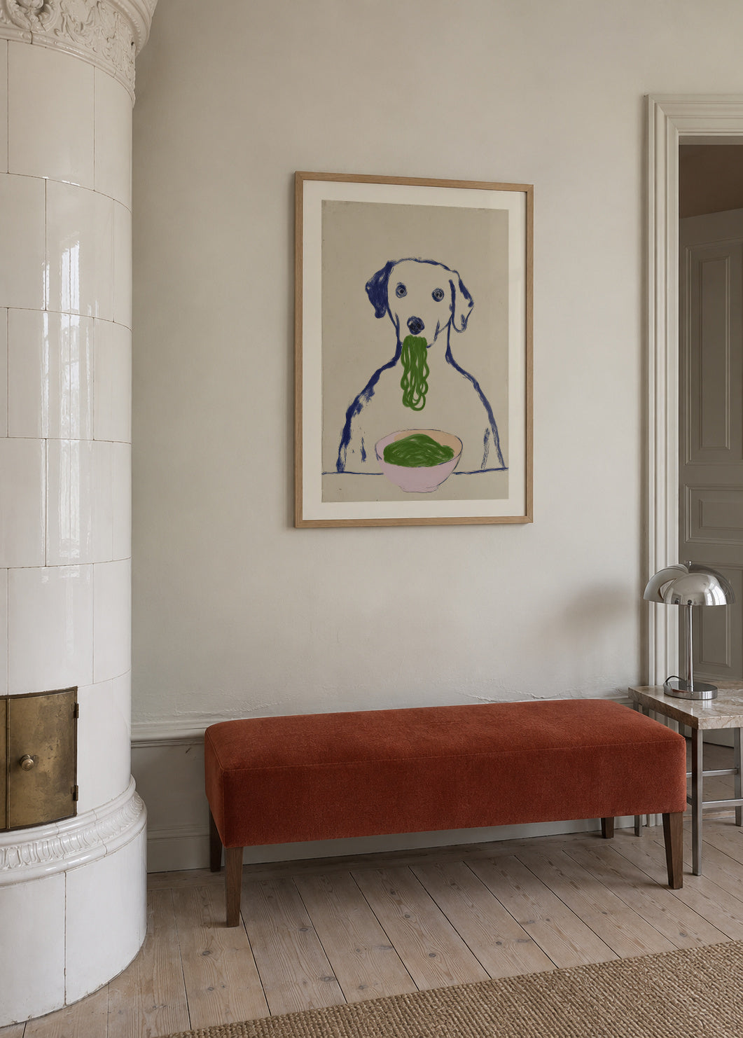 Dinner for Dogs - Framed poster in an interior