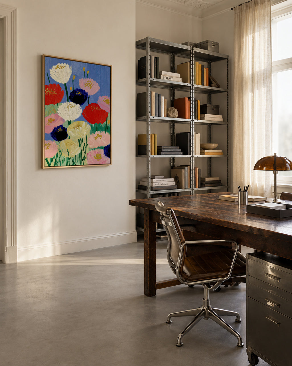 Floral Symphony - Framed canvas in an interior