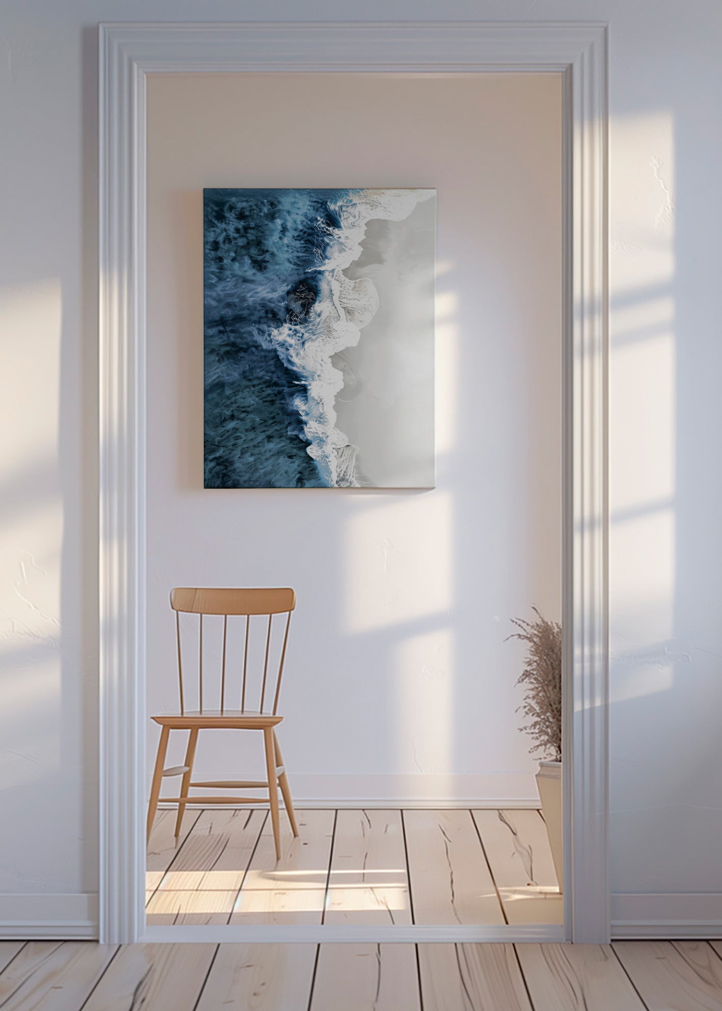 Cuadro de paisaje med luftiga vågor och skummig grafik