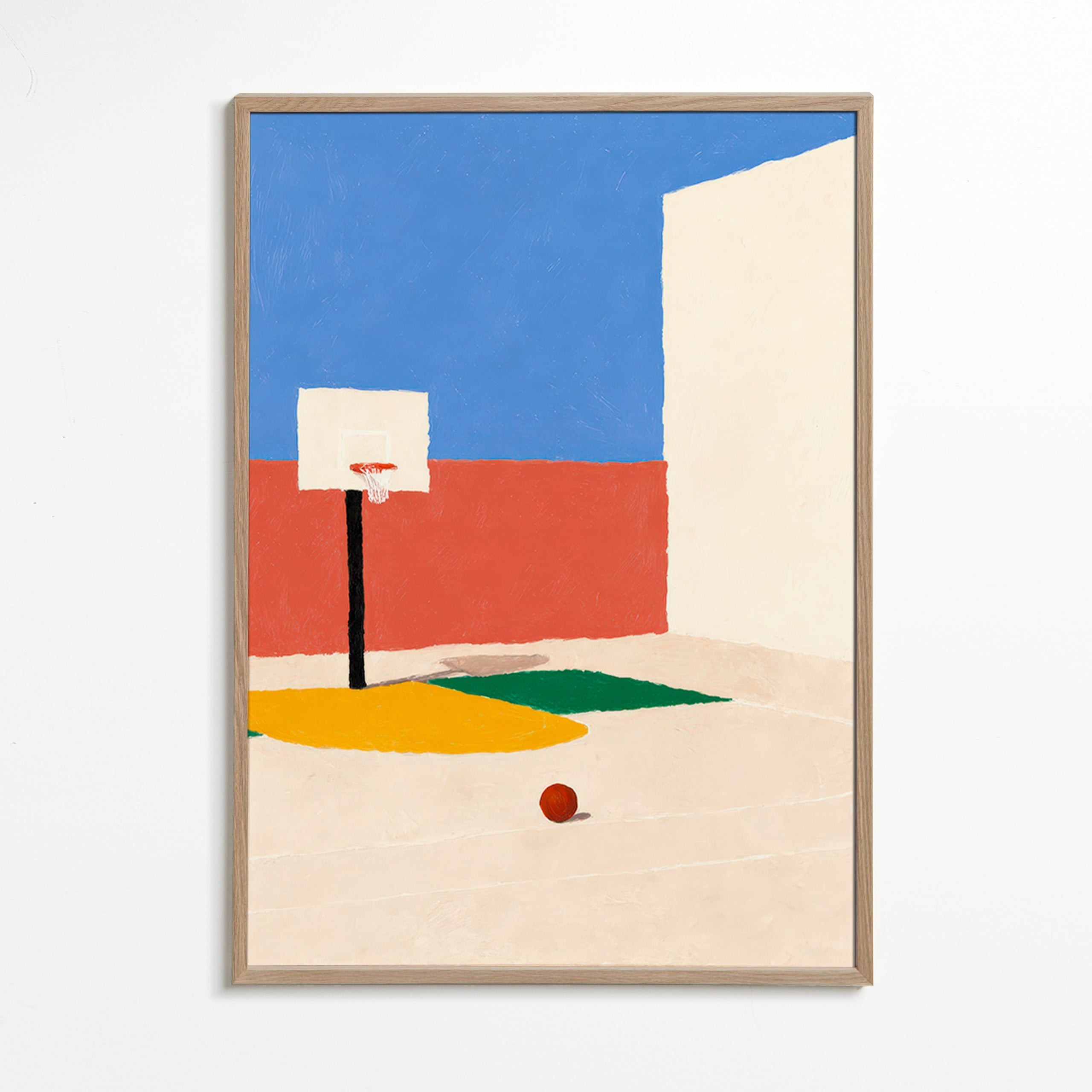 Sportkunst: minimalistischer Platz mit Ball