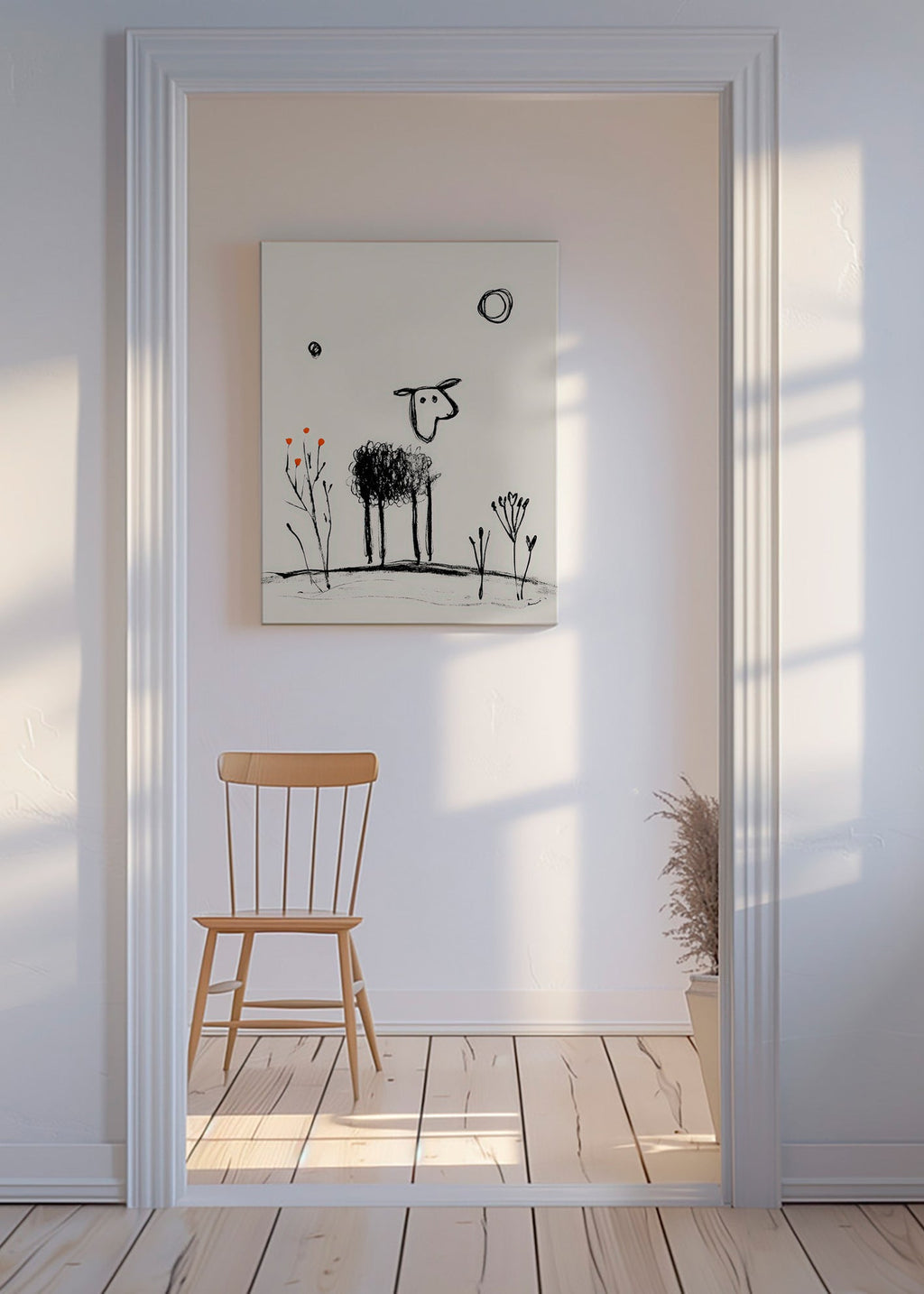 Minimalistisches Schaf Linienzeichnung