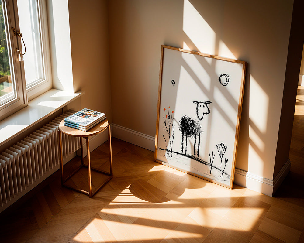 Minimalistisches Schaf Linienzeichnung