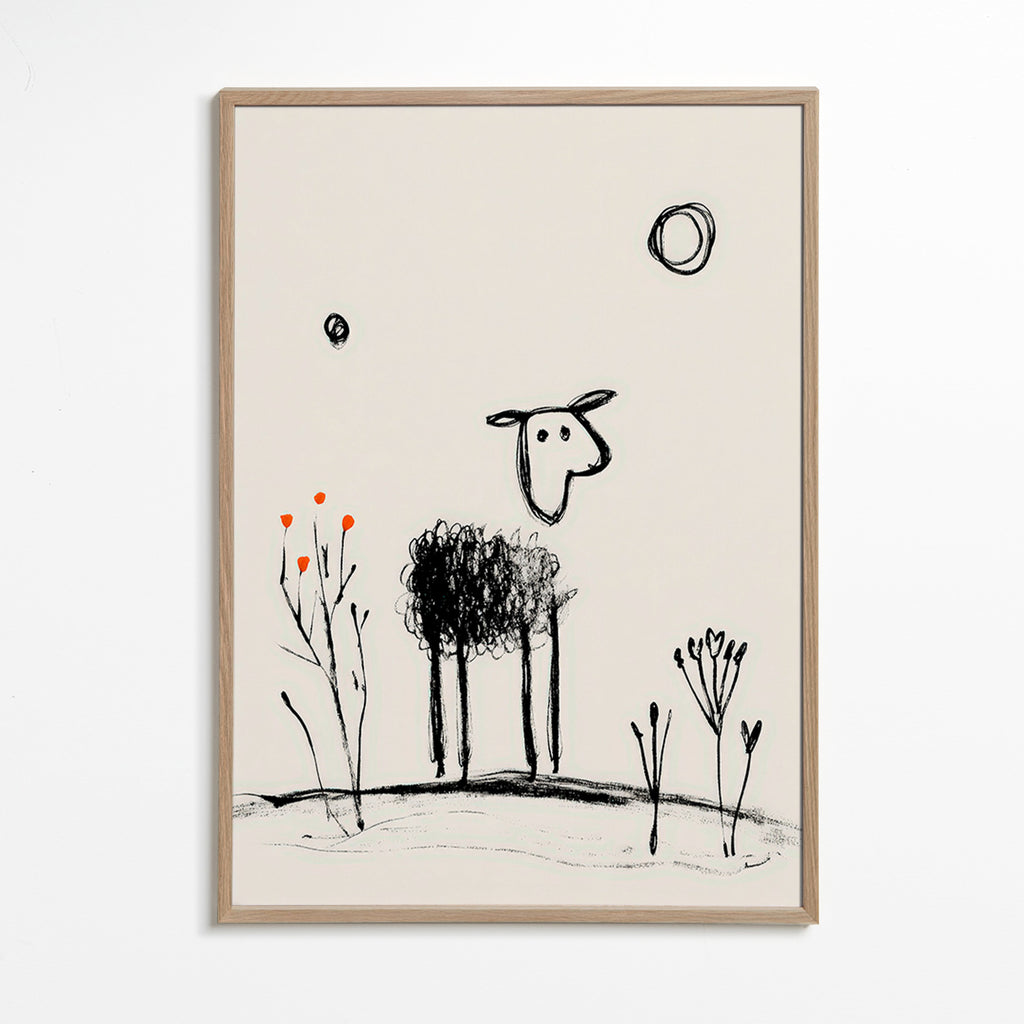 Minimalistisches Schaf Linienzeichnung