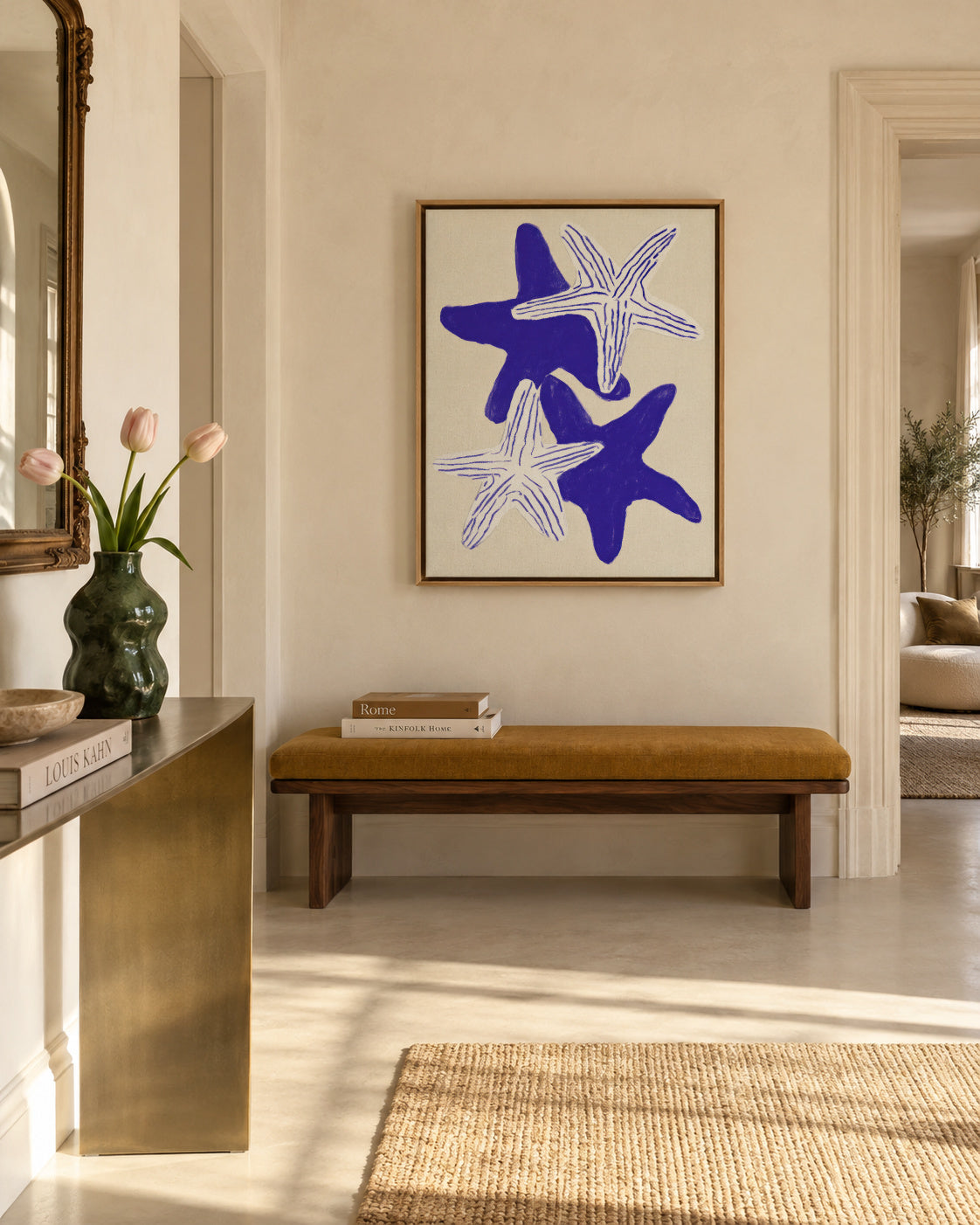 Indigo Starfish - Framed canvas in an interior