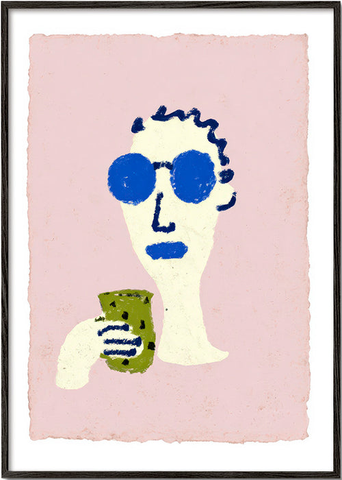 Illustration Porträt mit blauen Sonnenbrillen