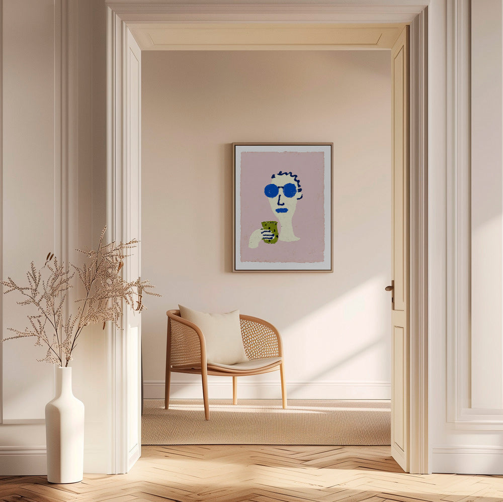 Illustration Porträt mit blauen Sonnenbrillen