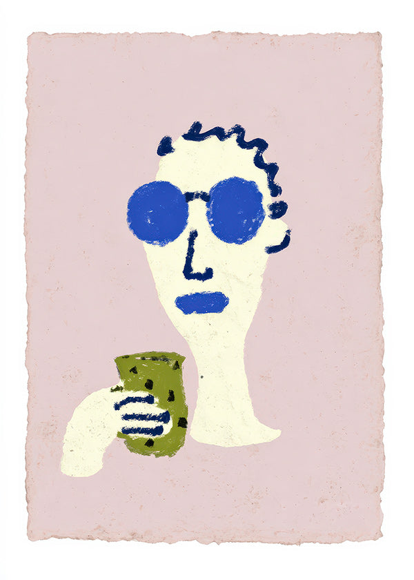 Illustration Porträt mit blauen Sonnenbrillen