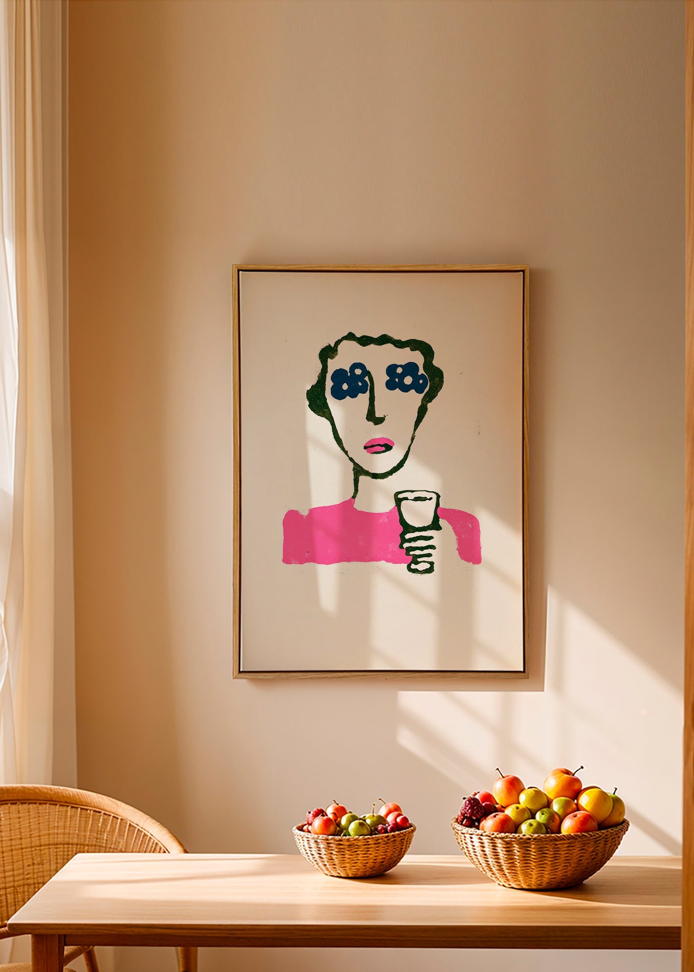 Illustration mit Blumenaugen und Becher