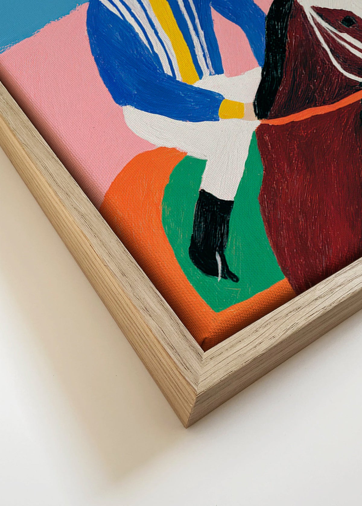 Sportkunst: Jockey und Pferd in flachen Farben
