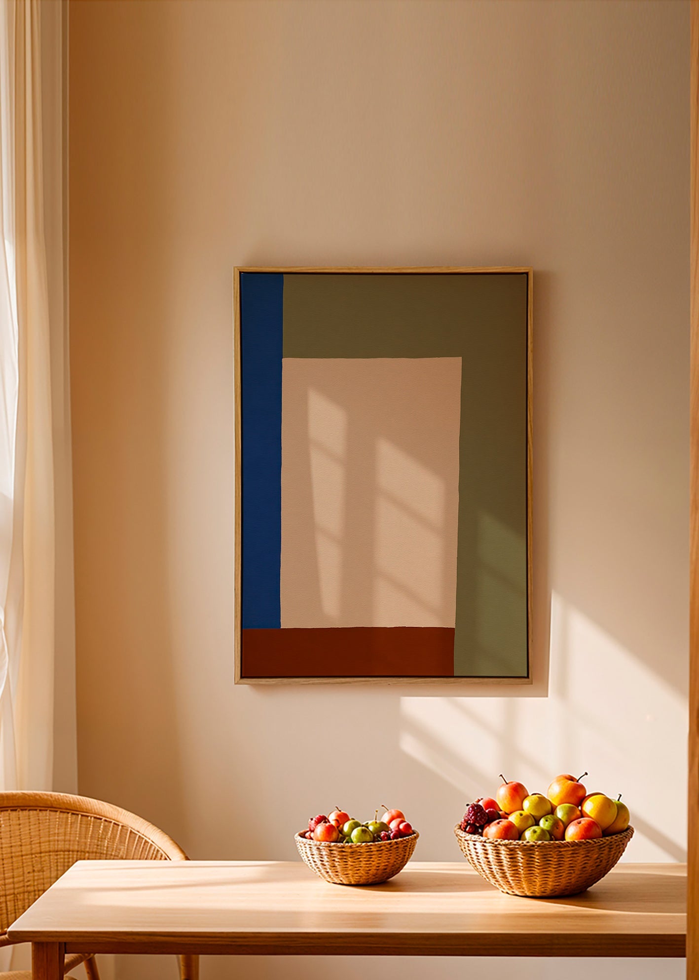 Geometrisches Bild mit beigem Rechteck