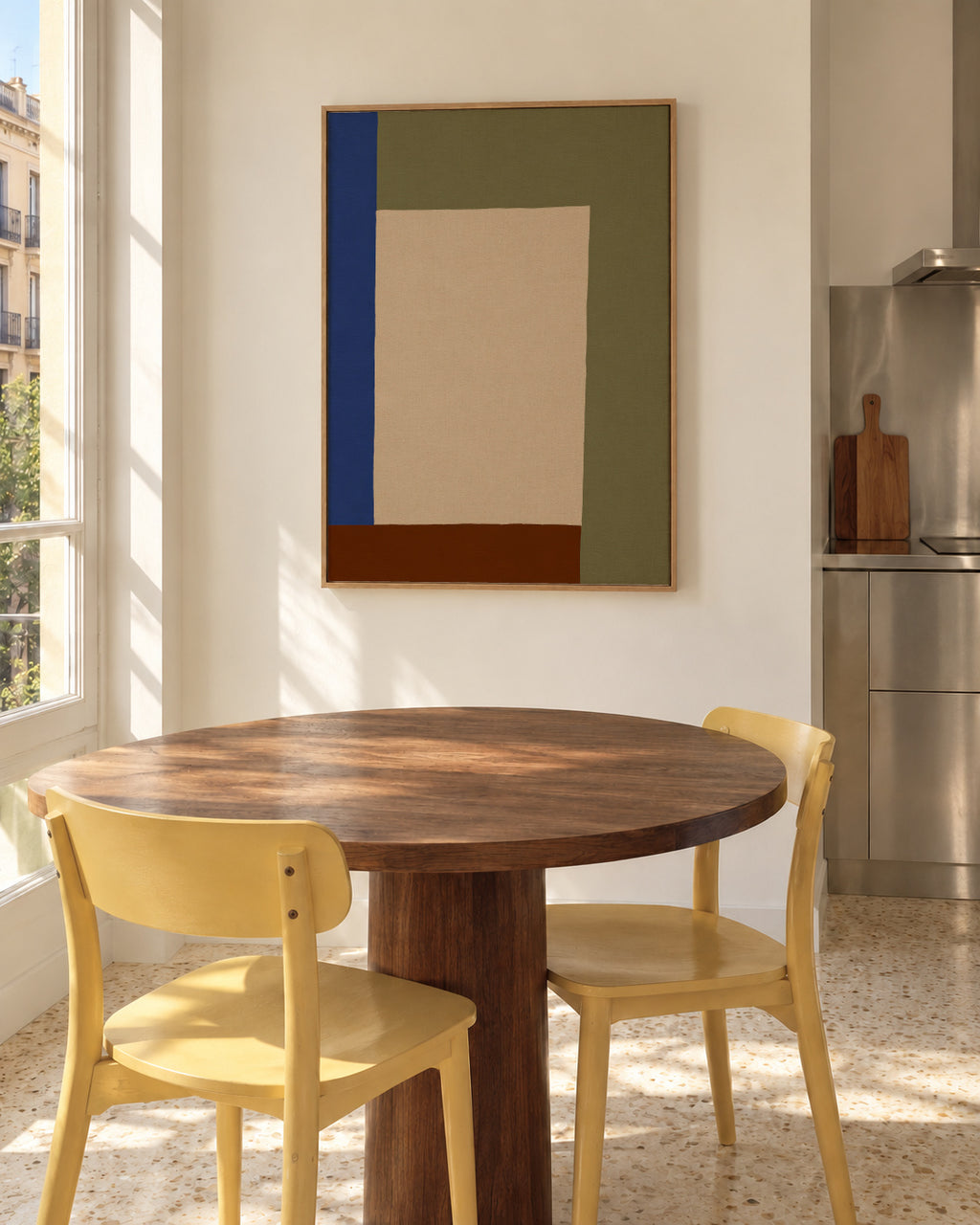 Quiet Shapes - Framed canvas in an interior