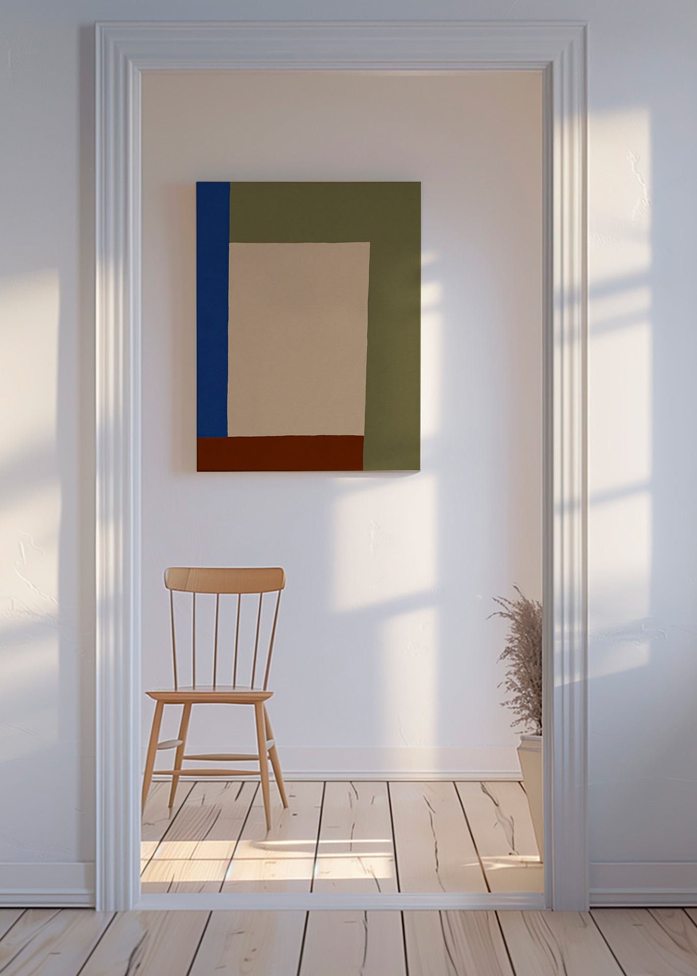 Geometrisches Bild mit beigem Rechteck