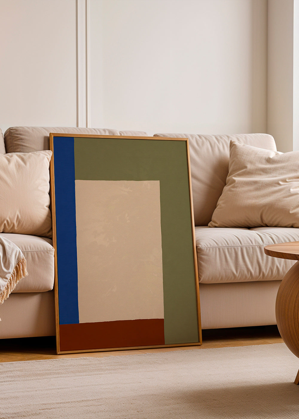 Geometrisches Bild mit beigem Rechteck